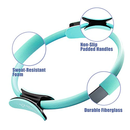 RitFit Pilates Ring Circle - 14 Inch Magic Fitness Circle for Toning Inner & Outer Thighs, Bonus Workout Guide Included - style: Cyan