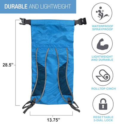 Lewis N. Clark WaterSeals Locking Backpack | Waterproof Bag | Anti-Theft Combination Lock | For Men & Women | Teal - color: Teal