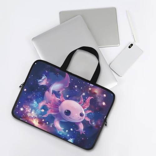 Cute Axolotl 10 Inch Laptop Handle Bag Computer Protect Case Pouch Holder Galaxy Space Notebook Sleeve Neoprene Cover Soft Carring Travel Case for Chromebook Computer Briefcase - color: Cute Axolotl Galaxy Space, size: 10 inch