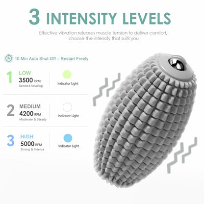 Silicone Vibrating Massage Ball with Rolling Head, 3-Speed Myofascial Massage Roller for Plantar Fasciitis Relief, Hip & Psoas Release, Trigger Point Therapy for Neck, Back, Foot(Gray) - color: Gray