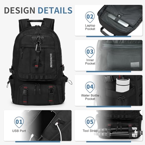 Travel Backpack 45L TSA Approved Carry on Backpack with Shoe Compartment & Wet/Dry Separation, Laptop Bag Fits 18.4 Inch Computer, Water Resistant Backpack for Men Women, Black - color: Expandable Black