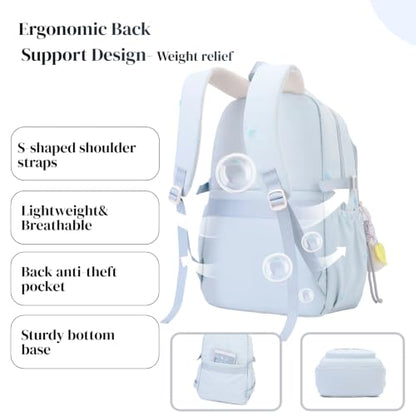 EKUIZAI Kids Backpack for Girls Middle School Backpack for Teen Students Solid Kids Bookbag with Star Embroidery, Black - color: A-black