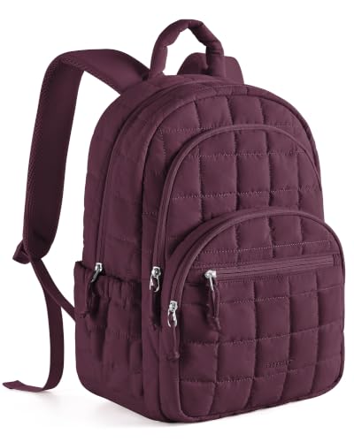 BAGSMART College Laptop Backpack, Travel Backpack for Women, Quilted Casual Daypack, Water-Resistant Bookbag for 15.6 Inch Laptop, Cherry Red - color: Cherry Red, size: Standard 15.6 Inch