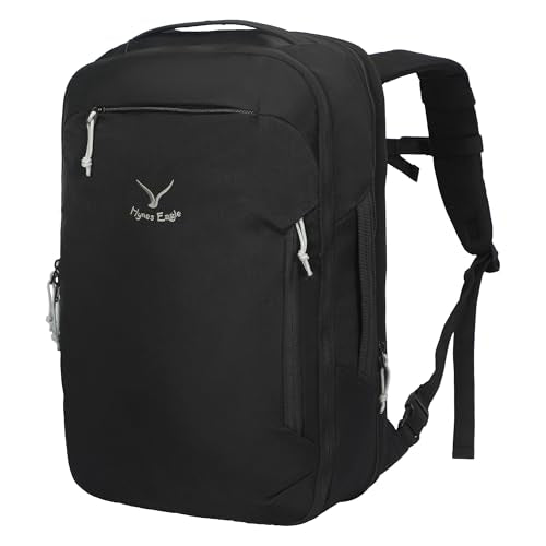 Hynes Eagle TSA Friendly Travel Backpack for Men Women Carry on Backpack 40L Flight Approved Laptop Backpack for 17 inches Compressible Weekender Bag Overnight Backpack Jet Black - color: Jet Black