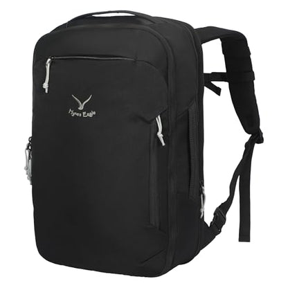 Hynes Eagle TSA Friendly Travel Backpack for Men Women Carry on Backpack 40L Flight Approved Laptop Backpack for 17 inches Compressible Weekender Bag Overnight Backpack Jet Black - color: Jet Black