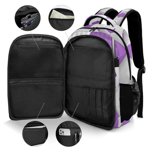 Personalized Name 16.5 Backcpack Sport Ball Athlete Player Soccer Purple Toddler Backpack for School Gym Girls Boys Elementary Kids Backpack - color: Purple