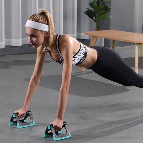 LALAFINA Push-up Rack and Push-up Bar Set, Indoor Fitness Equipment Non-slip Blue Handles, Upper Body Strength Training Tool for Home Gym and Apartment Workouts