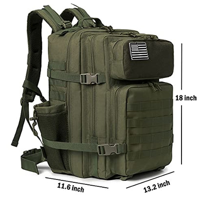 QT&QY 25L/45L Military Tactical Backpack For Men Molle Daypack 3 Day Bug Out Bag Hiking Rucksack With Bottle Holder - color: 45l 1.0 Green