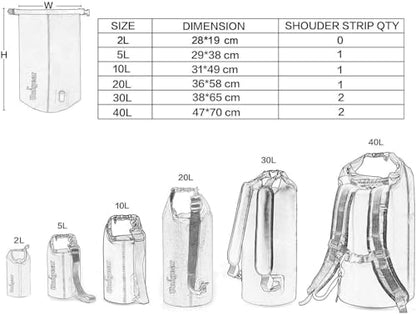 Unigear Dry Bag Waterproof, 2L/5L/10L/20L/30L/40L Floating and Lightweight Bags for Kayaking, Boating, Fishing, Swimming and Camping with Waterproof Phone Case - color: Pale Yellow, size: 2L