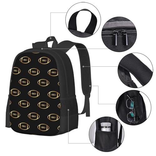 Sturdy Polyester Shoulder Pack American Football Gold, Anti Theft Spacious Camping Rucksack Casual Daily Bag for Men Women Fitness Outdoor Activity - color: Design (549)