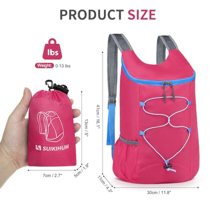 20L Small Hiking Backpack Lightweight Packable Daypack Rose - color: Rose Red