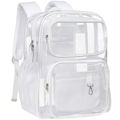 PACKISM Clear Backpack for School - 17 inch Large Heavy Duty Bookbag, Reinforced See Through PVC Transparent Backpack - color: Light White, style: Daypack Backpacks