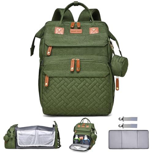 Baby Diaper Bags with Changing Station Multifunctional Waterproof Diaper Bag Backpack Travel Baby Bag with Changing Pad, Pacifier Case,Baby Essentials(Army Green) - color: Army Green