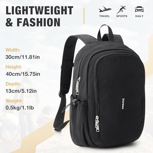G4Free 15L Hiking Backpack, Lightweight Water Resistant Daypack for Travel School College Students Women Men (Black) - color: Black