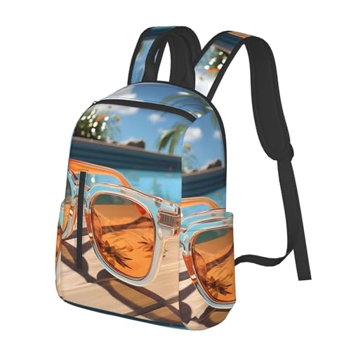 Travel Backpack for Women Men Cartoon Sunglasses Daypack 15 inch Lightweight Computer Bag Casual Back Pack - color: Cartoon Sunglasses