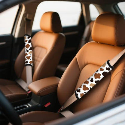 2Pcs Soft Auto Seat Belt Cover Pads, Stylish Cow Print Car Seatbelt Shoulder Cushion for Comfortable Driving, Compatible with All Cars' Seatbelt and Backpack Straps 11x2.4inch - color: Cow Print