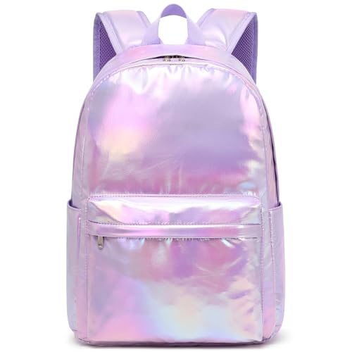 Meisohua School Backpack for Girls Metallic Purple Girl Backpacks for Kids Elementary Middle School College Teen Girls Casual Daypack Water Resistant - color: Metallic Purple