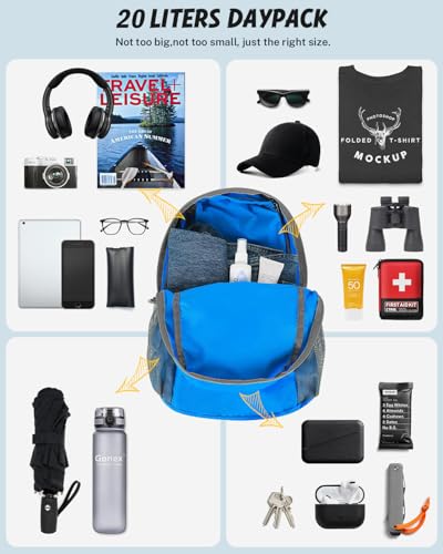 Gonex Packable Daypack Backpack 20L Lightweight Foldable Travel Bag - color: Blue