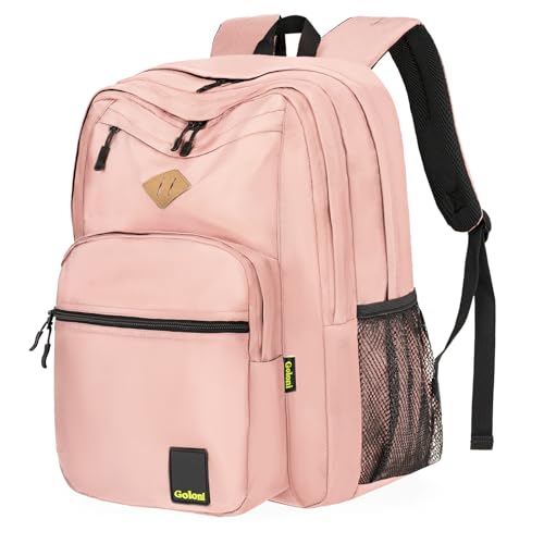 Goloni Lightweight Laptop Backpack 1.1Lbs, 26L Wear-Resistant Water Resistant Backpack with Laptop Compartment for Men Women - color: Flesh Pink