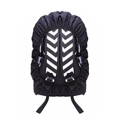 Hi-Visibility Backpack Rain Cover with Reflective Strip 100% Waterproof Ultralight Backpack Cover, Storage Pouch, for Hiking, Camping, Biking, Outdoor, Traveling - color: Black 2 Pack