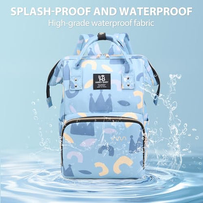 Diaper Bag Backpack for Moms Baby Essentials Travel Tote Nappy Changing Bag with Insulated Pockets,Multi-Waterproof Backpack (Blue) - color: Blue