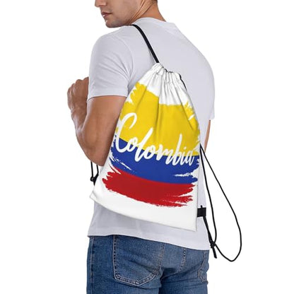 Colombia Flag Drawstring Bag Sport Gym Backpack Beach Travel Sack Draw String Yoga Bag For Men Women - color: Colombia Flag
