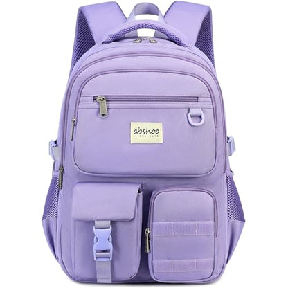abshoo Large Heavy Duty Backpack For School College Bookbag Casual Multi Pocket Travel Backpacks - color: Purple
