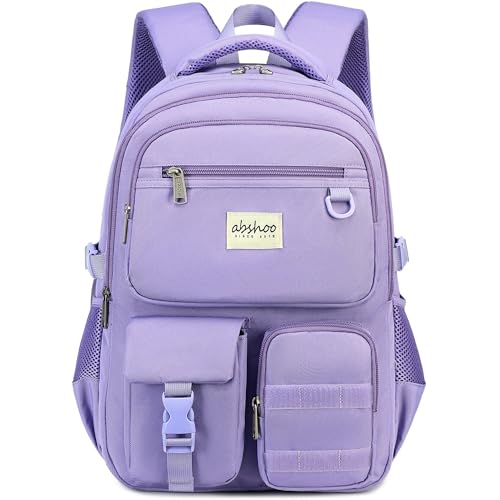 abshoo Large Heavy Duty Backpack For School College Bookbag Casual Multi Pocket Travel Backpacks - color: Purple