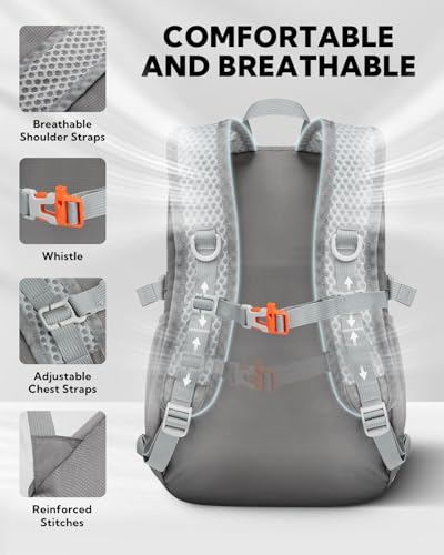 WATERFLY Small Lightweight Packable Backpack: 15L Mini Ultra Light Foldable Travel Daypack with Breathable Shoulder Strap Outdoor Hiking Camping Day Pack for Women Men Gray - color: Grey