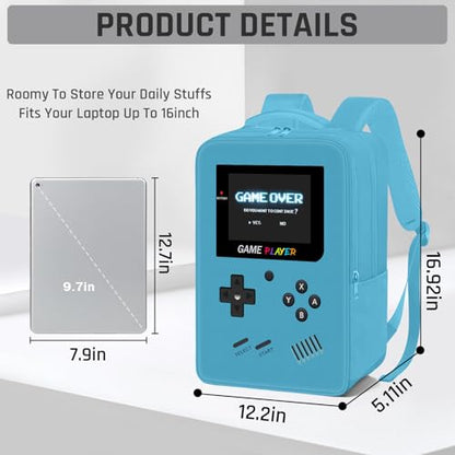 Gamer Backpack for Boys,School Boys Backpack for Kids Children Teens Elementary Middle High School,17" Large Capacity Student Bookbag & Multifunctional Video Game Travel Bag - color: Mint Blue-backpack Only