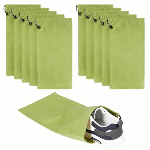 10 Pcs Single Shoe Bags for Travel,18"X9"shoe travel bag for Packing Dustproof Shoe Bag storage Sneaker Travel Bags Washable & Reusable dust bags for Boots Handbags Shoes & Toys (Green) - color: Green