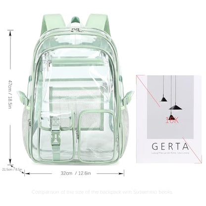 abshoo Large Clear Backpack For Girls Women Heavy Duty Transparent Backpacks Clear School Bookbag (Light Green) - color: Light Green