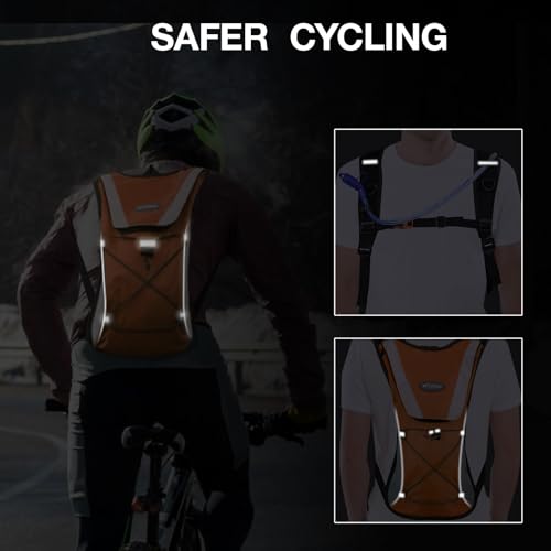 KUYOU Running Hydration Vest - Lightweight Insulated Hydration Backpack with 2L Water Bladder, Adjustable Chest Straps and Reflective Water Backpack for Running Marathon Race Hiking Cycling - color: Orange
