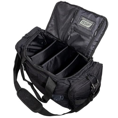Serious Steel Fitness Gym Bag With Moveable & Removable Dividers Made from 1000D Nylon (Utility Duffel - Black) - color: Black, style: Sneaker Bag (Utility)