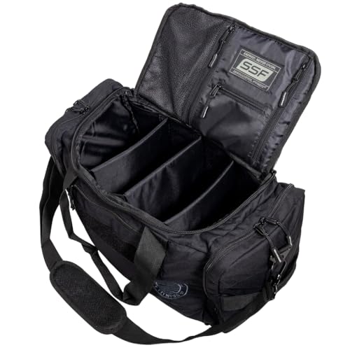 Serious Steel Fitness Gym Bag With Moveable & Removable Dividers Made from 1000D Nylon (Utility Duffel - Black) - color: Black, style: Sneaker Bag (Utility)