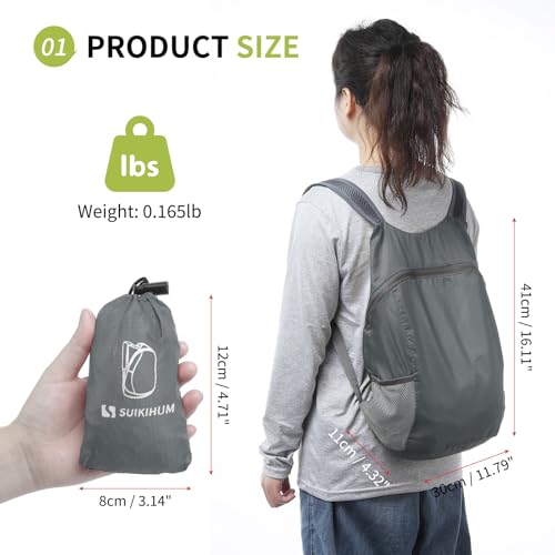 20L Ultra Hiking-Daypack Lightweight Foldable Travel Packable Backpack for Camping Cycling Outdoor,grey - color: Grey