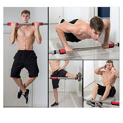 GUOYANHOME Door Frame Horizontal Bar, Wall Mount Exercise Bar Without Screw Installation, Doorway with Locking Mechanism, Workout Bar with 63-140CM Adjustable Width - size: 63-74cm