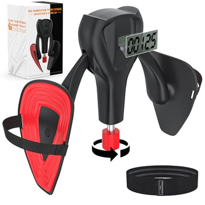 3rd Gen Inner Thigh Leg Train Exercisers 0-100 lbs Adjustable Resistance with Leg Straps Band Pelvic Floor Kegel Hip Exercise Workout Equipment Pilates Women Men - color: Black