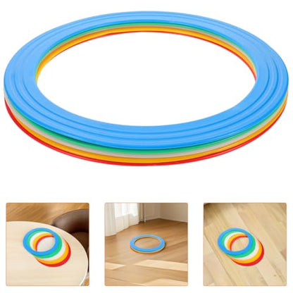 VICASKY 5pcs Precision Balanced Circus Rings - Professional Juggling Rings for Clown Performances, Acrobatic Shows, and Skill Training - Vibrant Multicolor Set (White, Red, Yellow, Blue, Green)