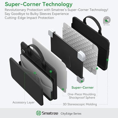 Smatree CityEdge 14-15 inch Laptop Shoulder Bag, Sleeve Case with Accessory Pocket, Shoulder Strap, Handle, Patented Super-Corner Design for All-Round Protection(CE05) - size: for 14-15 inch (CE05)