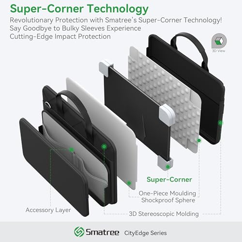 Smatree CityEdge 16-17 inch Laptop Shoulder Bag, Sleeve Case with Accessory Pocket, Shoulder Strap, Handle, Patented Super-Corner Design for All-Round Protection (CE02) - size: for 16-17 inch (CE02)