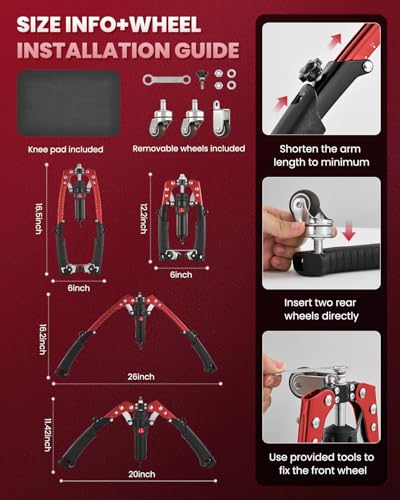 SAKER Twister Arm Trainer, Adjustable Hydraulic Home Gym Equipment for Strength Training, 22-440Lbs Chest Expander with Ab Roller Wheel, Workout Equipment for Men & Women, Arms Chest Core - style: RED