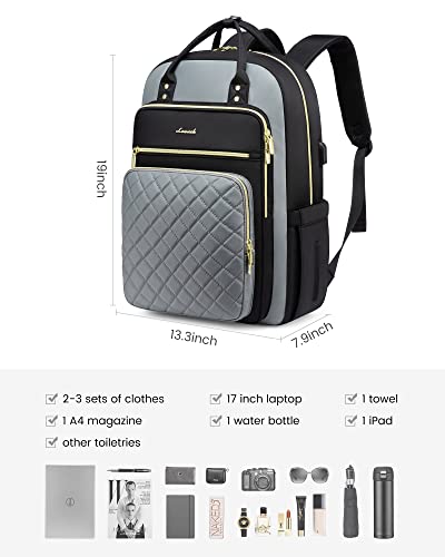 LOVEVOOK Laptop Backpack, High-Strength Tear-Resistant and Waterproof Oxford Cloth, 1.9 lbs, 30L Capacity, 17-Inch Laptop Compatible, Ergonomic Shoulder Straps, 18 Pockets - color: D-black-grey, size: 17-Inch