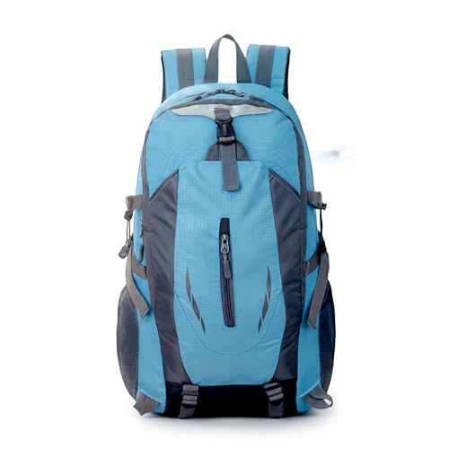 Hiking Backpack, Water Resistant Lightweight Outdoor Daypack with Breathable Padded Back, Multi-Pocket Travel Backpack for Camping Climbing Sports (Blue) - color: Blue
