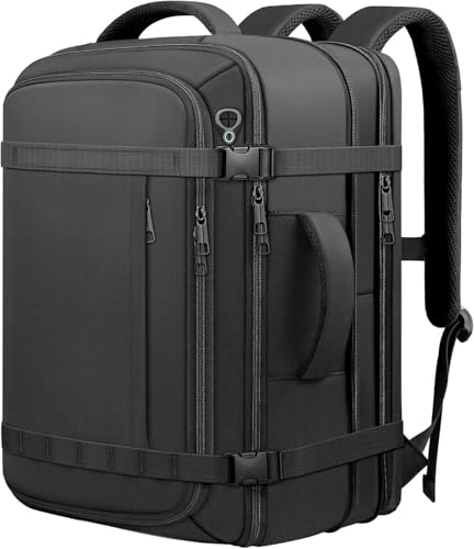 Ample Space Travel Backpack with LifetimeWarranty,Expandable Carry on Backpack with Cable Access Port,Fits 17.3"Laptop Notebook,Water Resistant Weekender Backpack Business Trips,Daily Travel,Black - color: Black, size: 17.3inch (19"x12.5"x8.5")