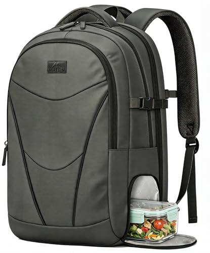 MATEIN HER Gray Backpack for Men, Work Laptop Backpack with Cup Holder | Water Resistant, with Cooler Compartment, 17 Inch Laptop, RFID Pocket, IT Professionals, Workbag for Business Commute Travel - color: Grey