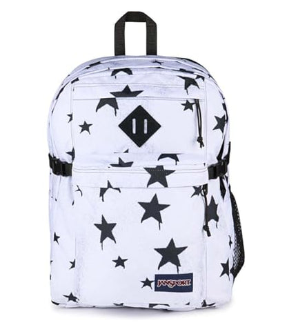 JanSport Main Campus Backpack - Travel or Work Backpack with 15-Inch Laptop Sleeve and Dual Water Bottle Pockets, Sprayed Stars Black - color: Sprayed Stars Black