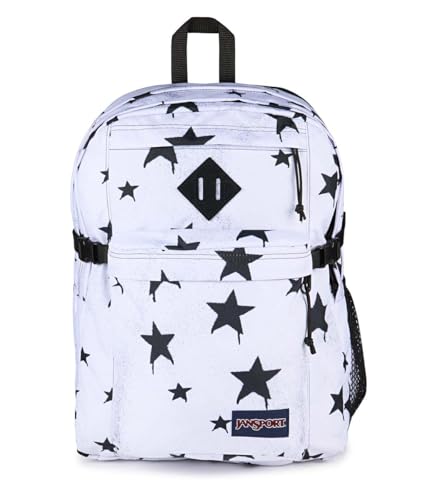 JanSport Main Campus Backpack - Travel or Work Backpack with 15-Inch Laptop Sleeve and Dual Water Bottle Pockets, Sprayed Stars Black - color: Sprayed Stars Black