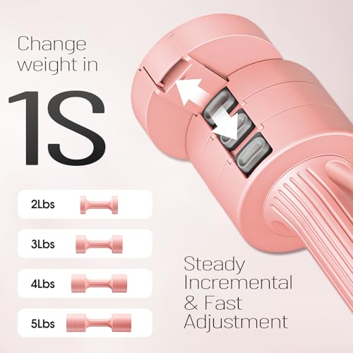 EAST MOUNT Adjustable Dumbbells 5 lb Dumbbells Set of 2 / Pair 10 lb Total Free Weights 6 in 1 Women Hand Weights for Home,Office,Gym Exercise Training 2lb 3lb 4lb 5lb Fast Adjust - color: Pink