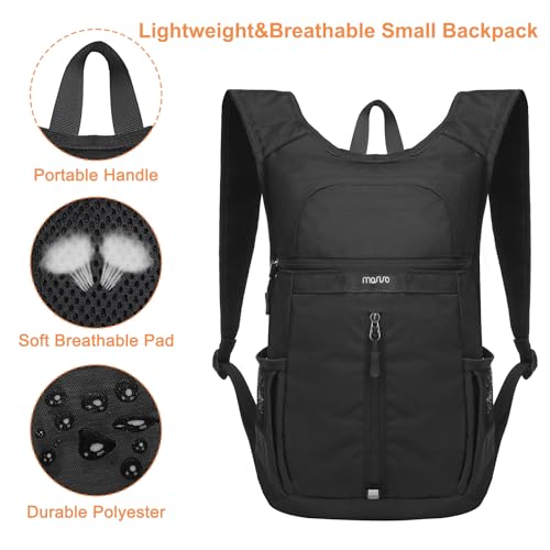 MOSISO Lightweight Hiking Daypack Packable Travel Hiking Backpack, Foldable Shoulder Bag with Front Vertical Pocket - color: Black, size: Small